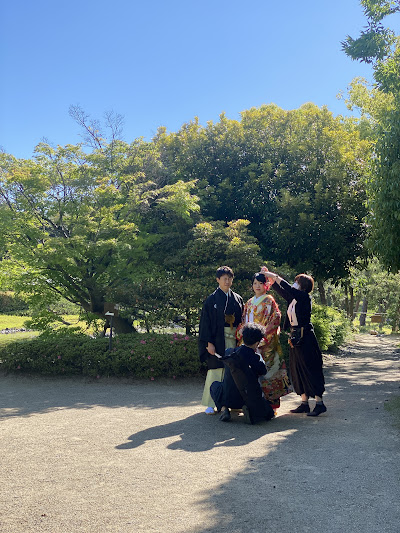 和装前撮　晴天ロケ　日本庭園ロケ　色打掛　紋付袴　アテンド　ポージング